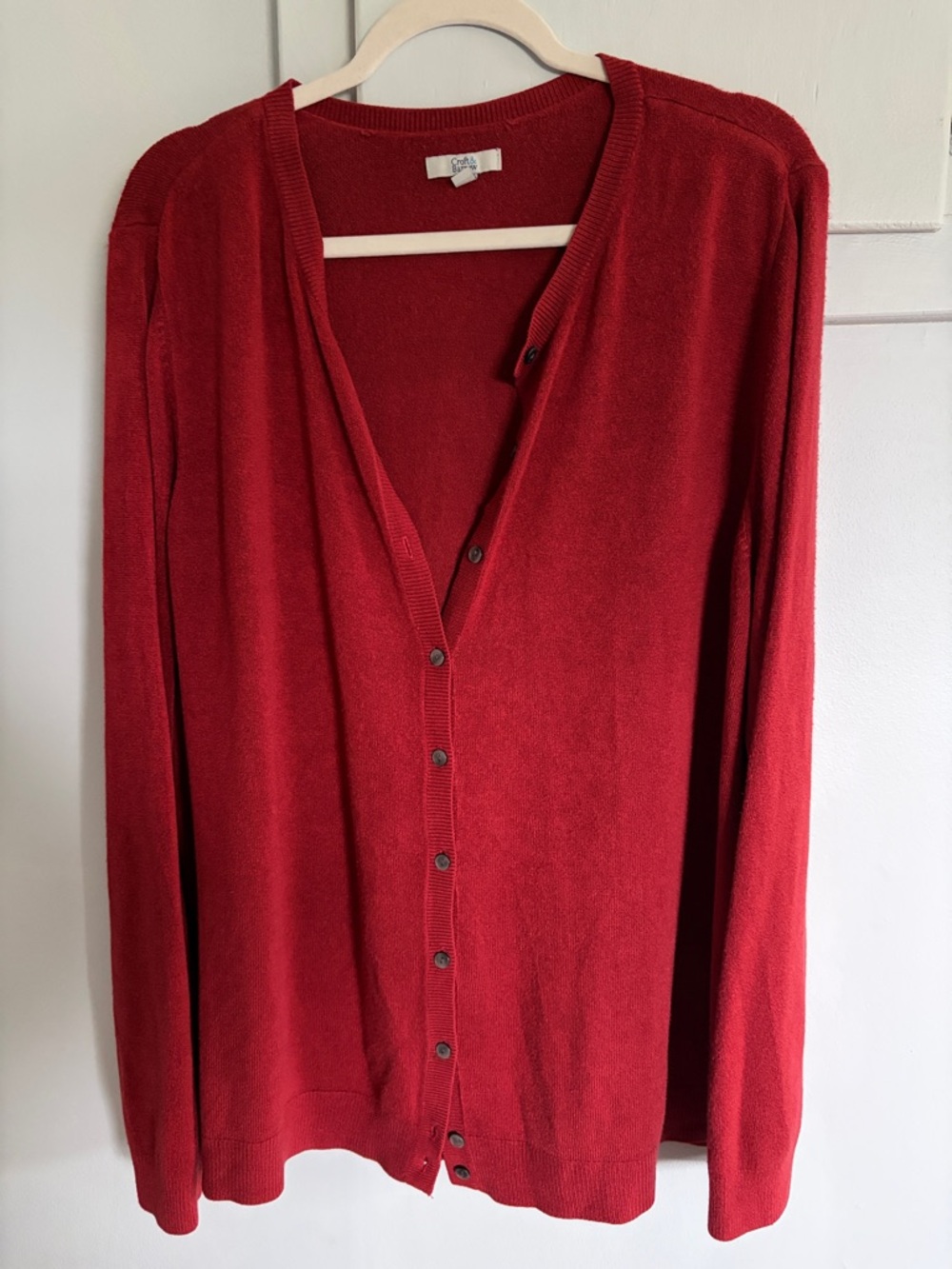 croft & barrow Red V-Neck Button Cardigan